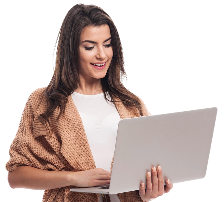 mujer en pc